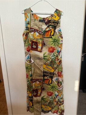 Jams World Tropical Poster Print Midi Dress with Rooster